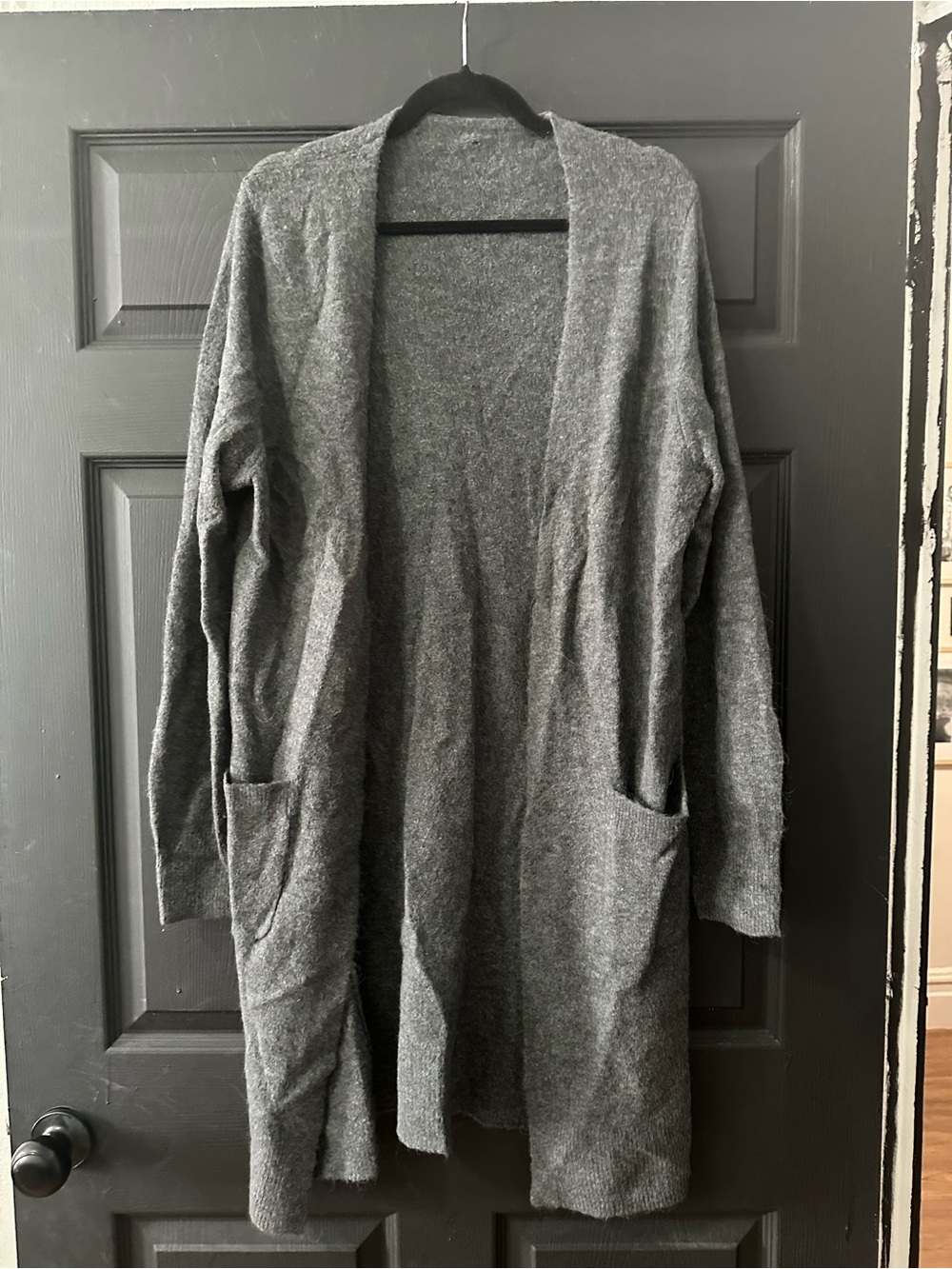 Angora blend Open-Front Women's Cardigan Sweater - Gray